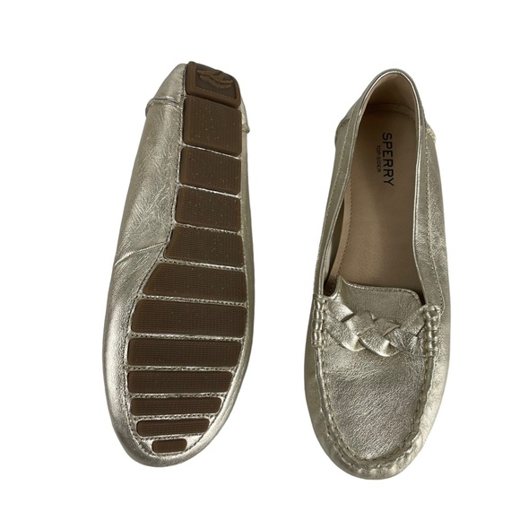 Sperry Top-Sider Metallic Gold Slip-On Flat Loafer Size 7 Summer Essential Basic - Picture 5 of 13